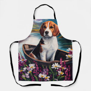 Beagle Dog on a Paddle: A Scenic Adventure Apron
