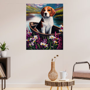 Beagle Dog on a Paddle: A Scenic Adventure Poster