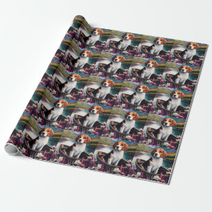Beagle Dog on a Paddle: A Scenic Adventure Wrapping Paper