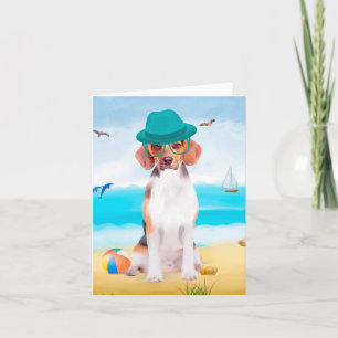 Beagle Dog On Beach Card