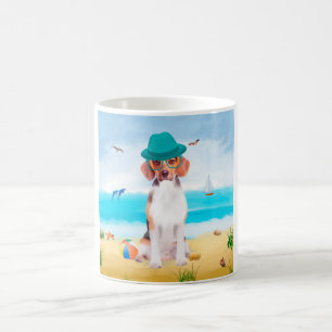 Beagle Dog On Beach Coffee Mug