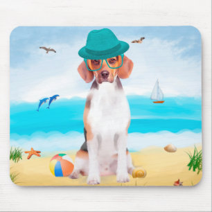 Beagle Dog On Beach Mouse Mat