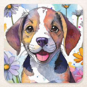Beagle Dog Paper Coaster