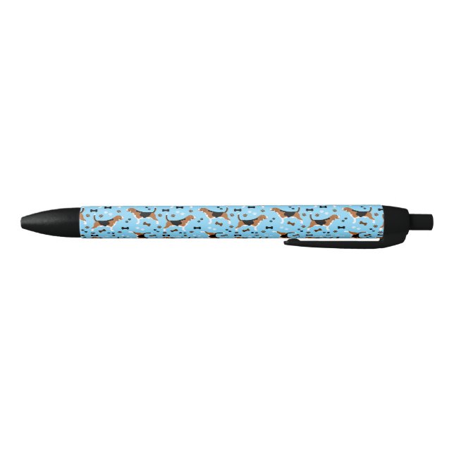 Beagle Dog Pattern Cute Beagles Black Ink Pen (Bottom)