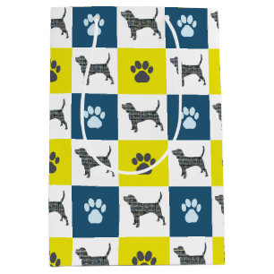 Beagle Dog & Paw Silhouette New Puppy Medium Gift Bag
