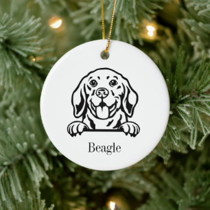 Beagle dog Personalised Pet Ornament, Cu Ceramic O Tree Decoration