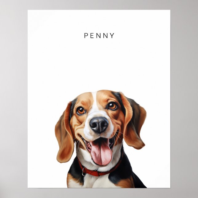 Beagle Dog Personalised Print (Front)