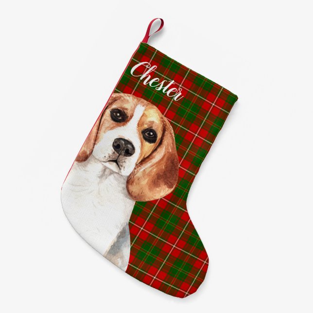 Beagle  Dog Personalised Small Christmas Stocking (Front (Hanging))
