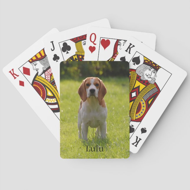Beagle Dog Photo and Name Personalised Playing Cards (Back)