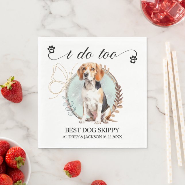 Beagle Dog Photo Wedding Napkins (Insitu)