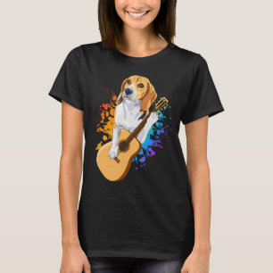 Beagle Dog Playing Acoustic Guitar Women T-Shirt