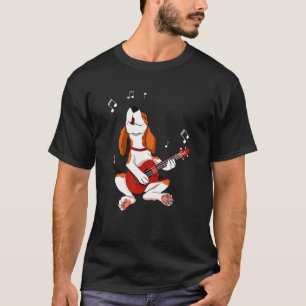 Beagle Dog Playing Guitar Pet Dog Lover Guitar Pla T-Shirt