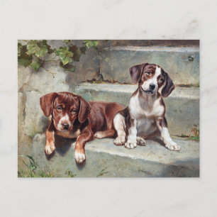 Beagle Dog Puppies Vintage Animal Postcard
