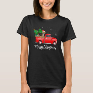 Beagle Dog Riding Red Truck Christmas T-Shirt