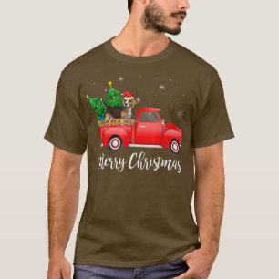 Beagle Dog Riding Red Truck Christmas  T-Shirt