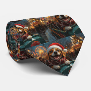 Beagle Dog Roller Coaster Christmas Tie