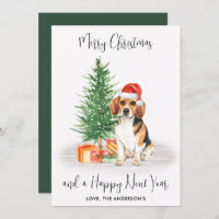 Beagle Dog Santa Festive Tree Merry Christmas