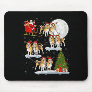 Beagle Dog Santa Sleigh Flying Funny Magical Chris Mouse Mat