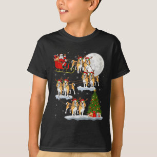 Beagle Dog Santa Sleigh Flying Funny Magical Chris T-Shirt