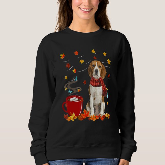 Beagle Dog Scarf Fall Chocolate Autumn Sweatshirt (Front)