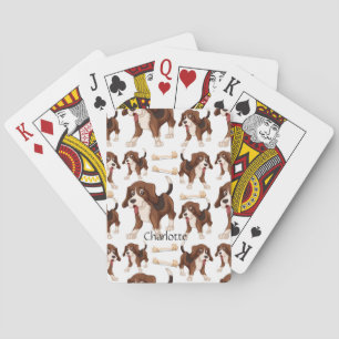 Beagle dog seamless pattern Custom Name Playing Cards