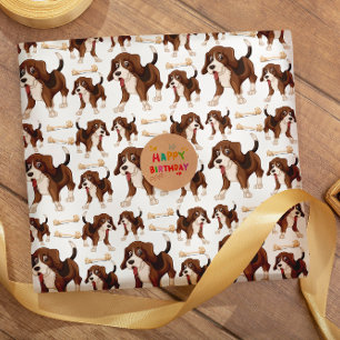 Beagle dog seamless pattern wrapping paper