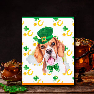 Beagle Dog Shamrock St. Patricks Day Holiday Postcard