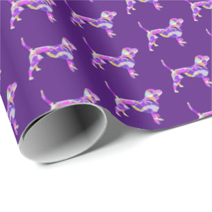 Beagle Dog Silhouette Colourful Purple Gift  Wrapping Paper