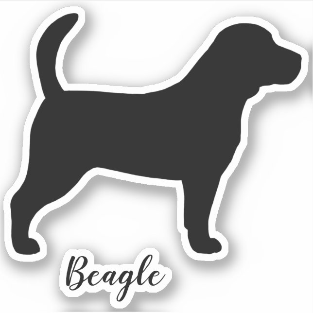 Beagle Dog Silhouette Cool Canine Vinyl Sticker (Front)
