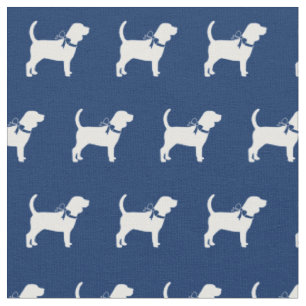 Beagle Dog Silhouette Pet Navy Blue Fabric