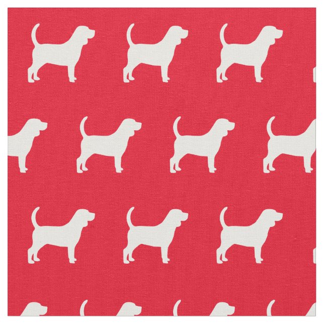 Beagle Dog Silhouette Pet Red Fabric (Close Up)