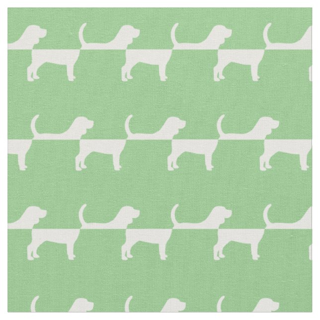 Beagle Dog Silhouette Pet Sage Green Fabric (Close Up)