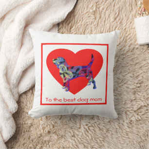 Beagle Dog Silhouette Red Heart Mother’s Day Cushion