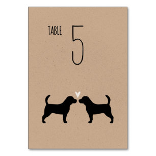 Beagle Dog Silhouettes Wedding Reception Table Number