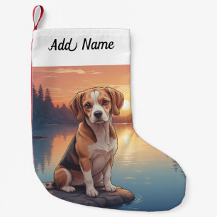 Beagle dog small christmas stocking