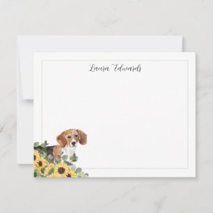 Beagle Dog Sunflower Eucalyptus Personalised Card