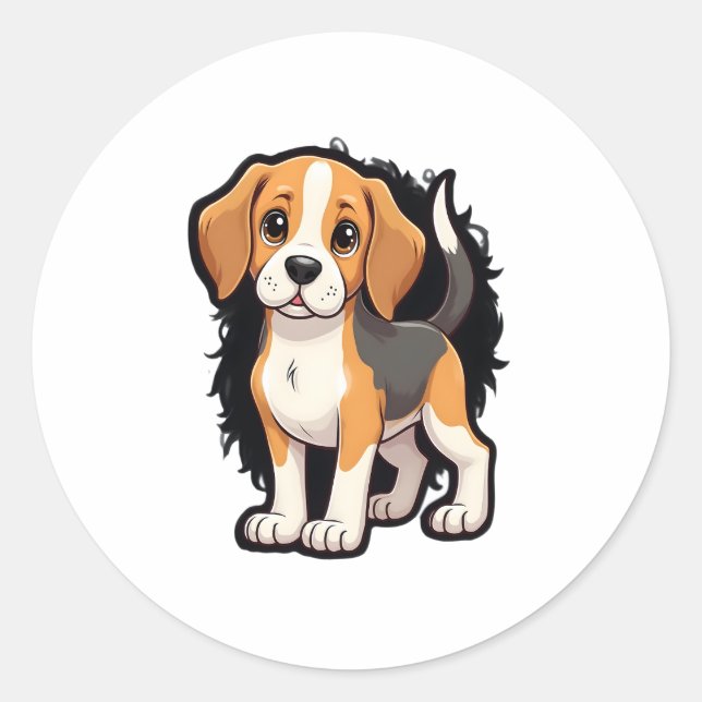 Beagle Dog T Shirt Classic Round Sticker (Front)