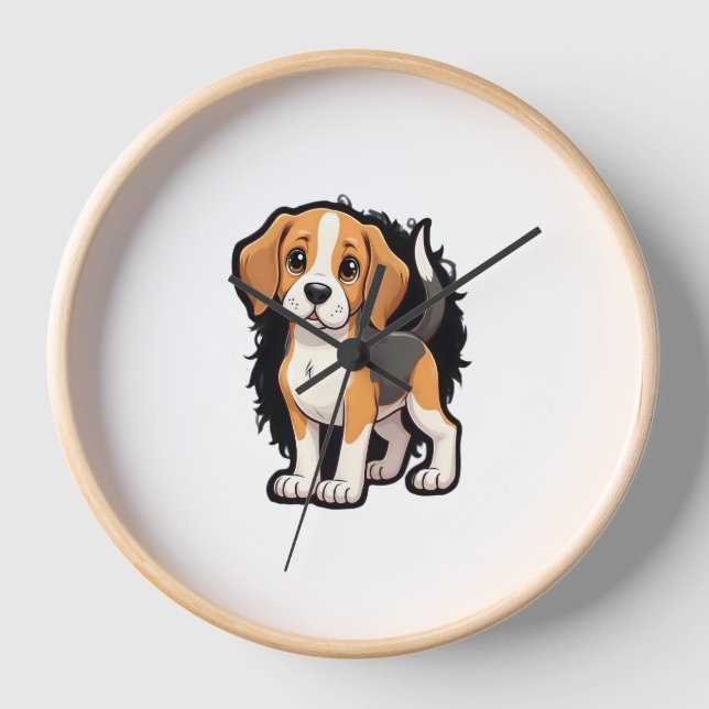 Beagle Dog T Shirt Clock (Front)