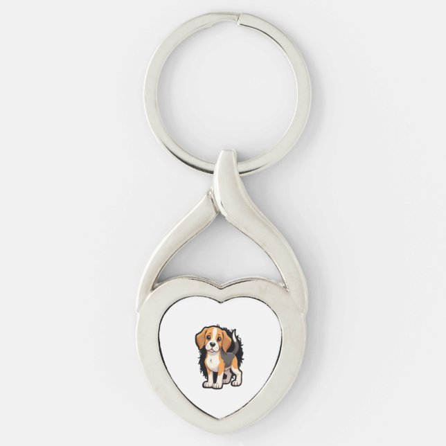 Beagle Dog T Shirt Key Ring (Front)