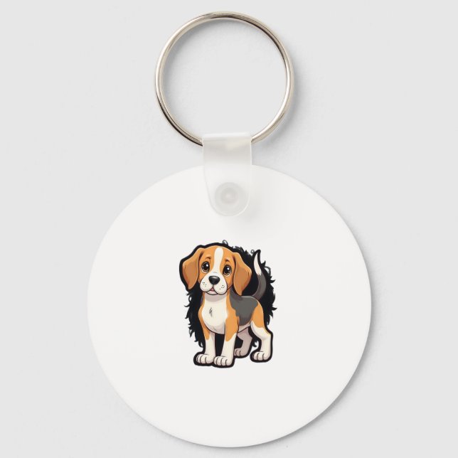 Beagle Dog T Shirt Key Ring (Front)