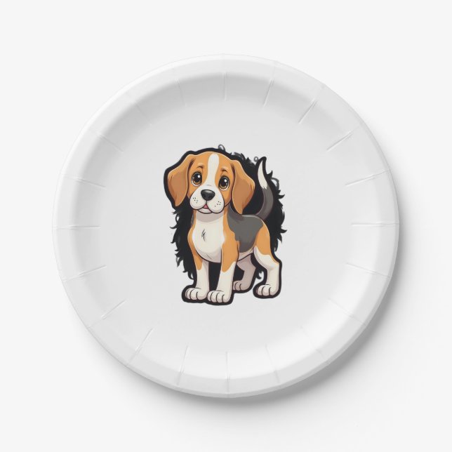 Beagle Dog T Shirt Paper Plate (Front)