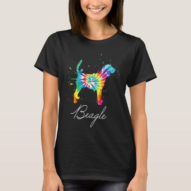 Beagle Dog Tie Dye Rainbow Dog Mum Love r T-Shirt (Front)