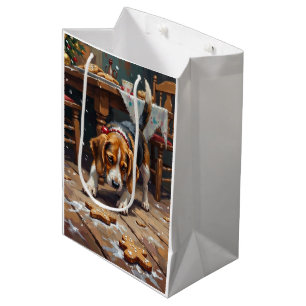 Beagle Dog Tracking Gingerbread Christmas Fun Art Medium Gift Bag