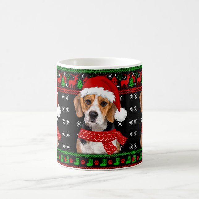 Beagle Dog Ugly Sweater Christmas Puppy Dog Lover Coffee Mug (Center)