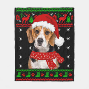 Beagle Dog Ugly Sweater Christmas Puppy Dog Lover Fleece Blanket