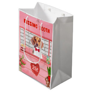 Beagle Dog Valentine's Day Kissing Booth Medium Gift Bag