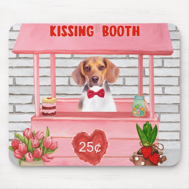 Beagle Dog Valentine's Day Kissing Booth Mouse Mat (Front)