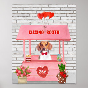 Beagle Dog Valentine's Day Kissing Booth Poster
