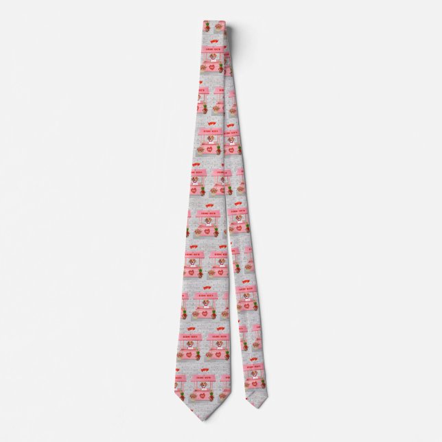 Beagle Dog Valentine's Day Kissing Booth Tie (Front)