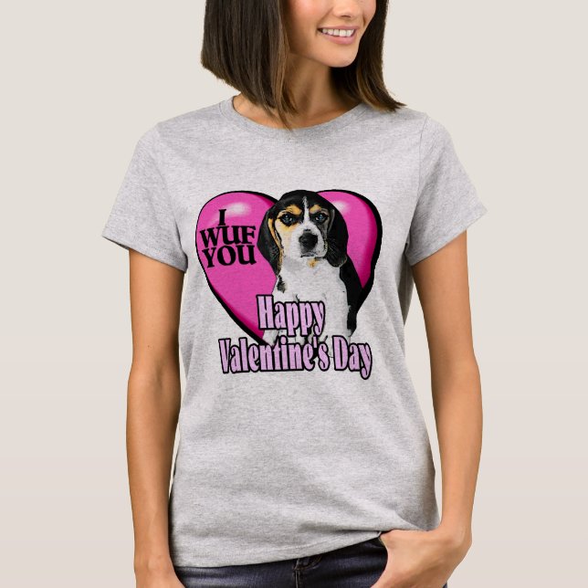 Beagle Dog Valentines Day T-shirt (Front)